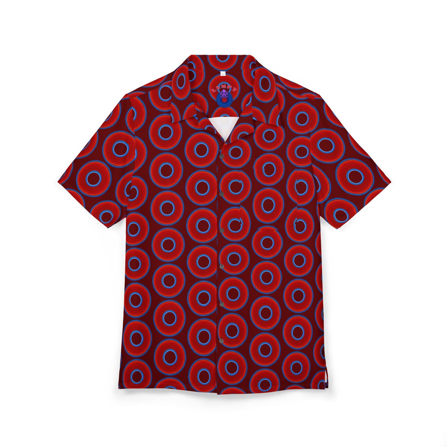 Wilson's 'Epic Hawaiian-Punch' Shirt - vivid red donut print w/dark red background [unisex]