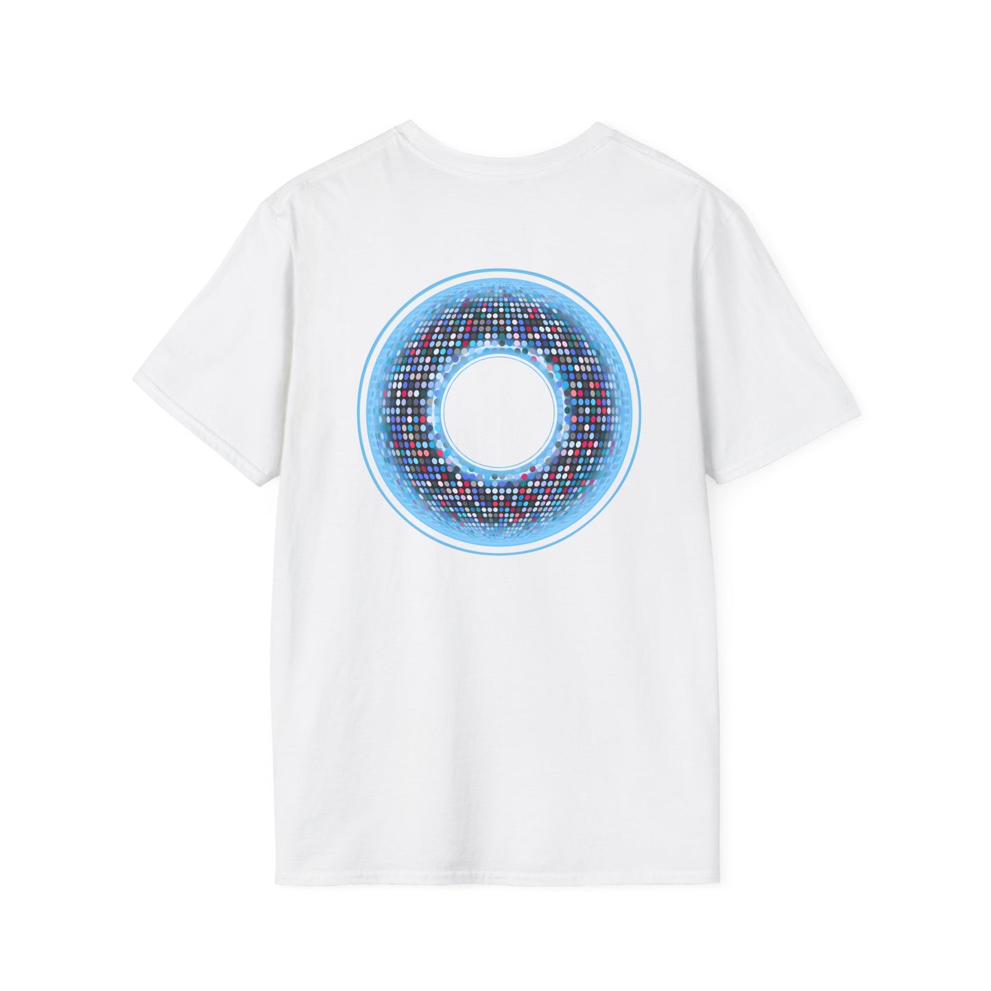 Classic Donut Tee - Unisex Soft-Style - "Microdot Donut" - light blue pixilated donut