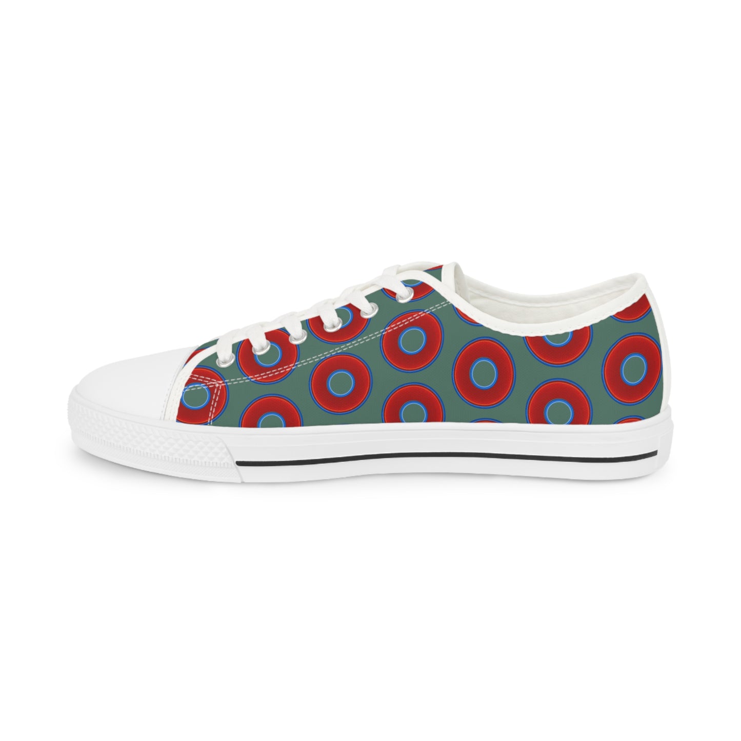 Men's - Chuck Taylors - large vivid red donut print w/Fenway green background