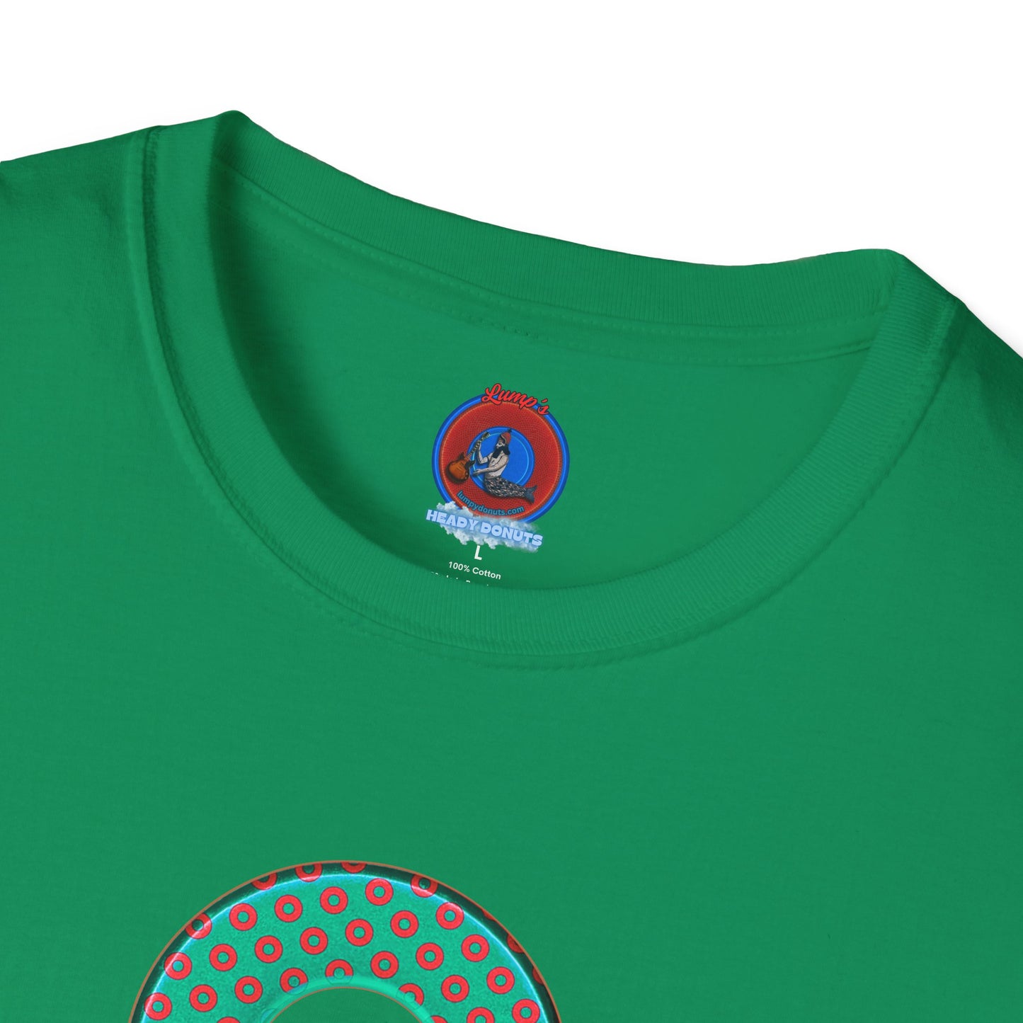 Plain Donuts/Unisex Soft-Style - "Plain Electric Paradoxical Donuts" - light green/red donuts