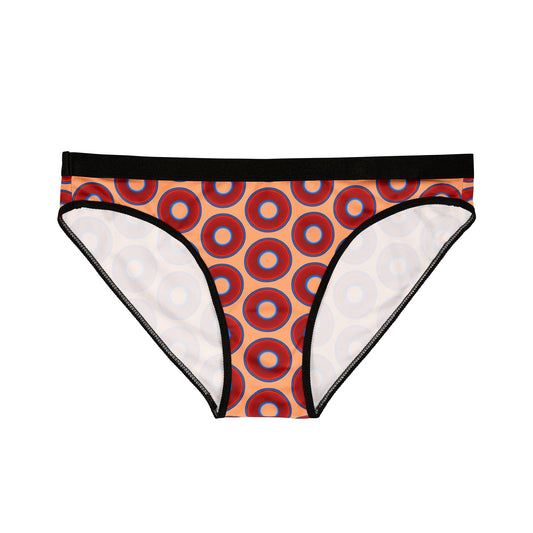 Lumpy Donut Underwear - vivid red donut print w/peach background
