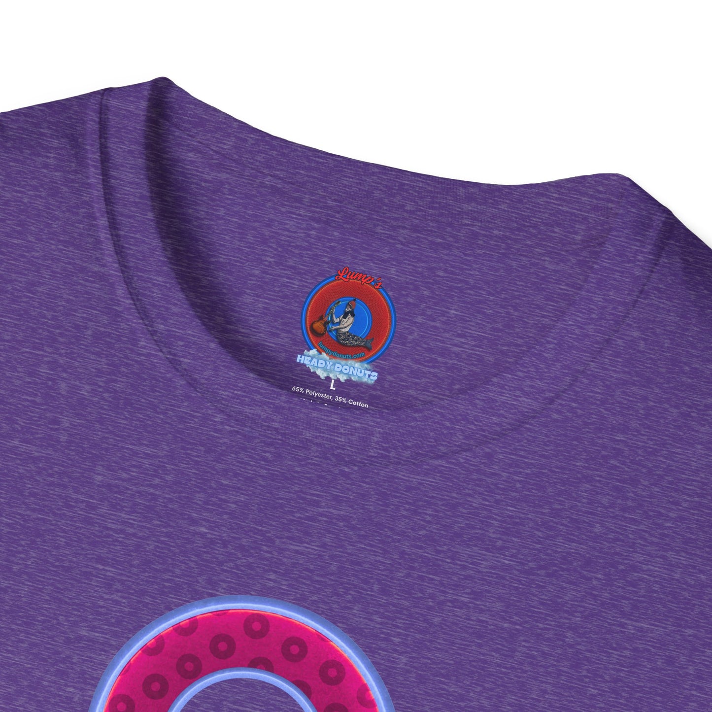 Plain Donuts/Unisex Soft-Style - "Plain Wide Mouthed Paradoxical Donuts" - dark magenta/light blue donuts