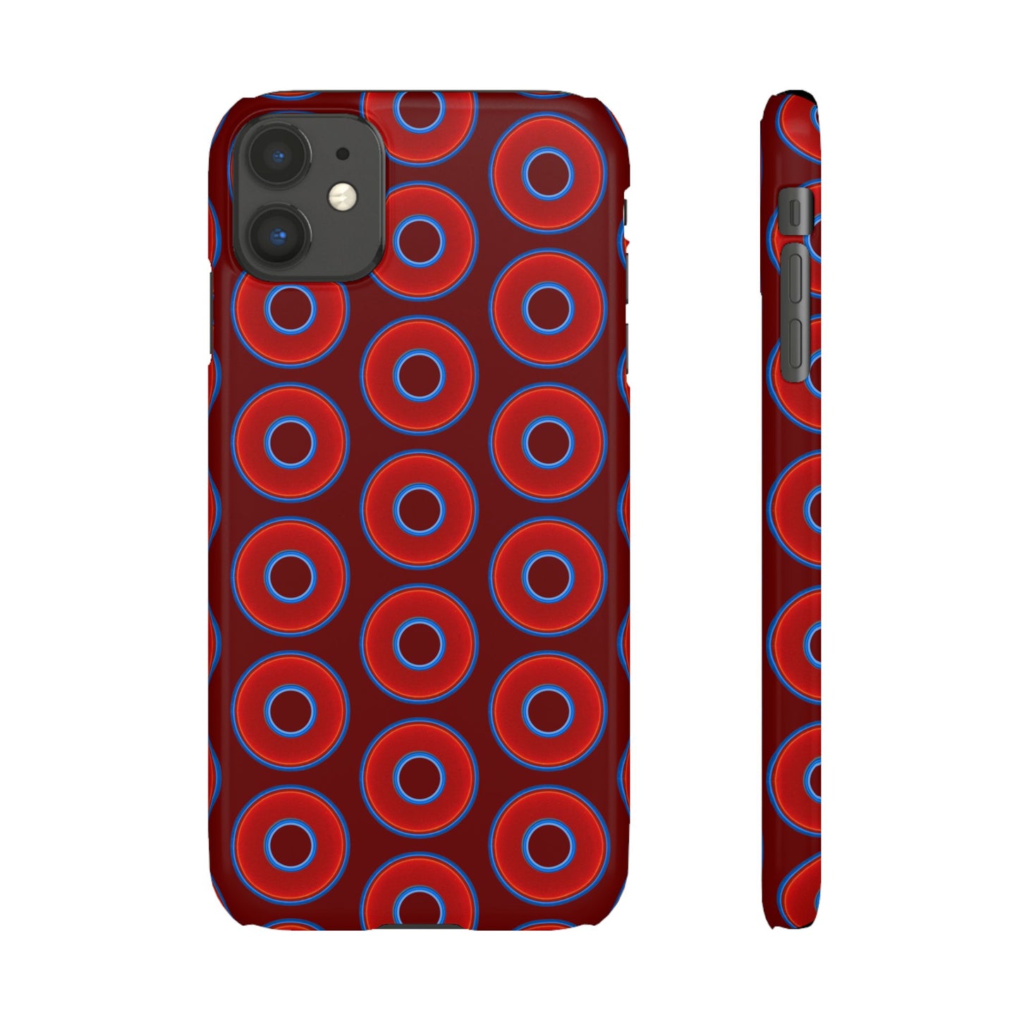 Lumpy Donut Snap Case - red vivid donut print w/dark red background