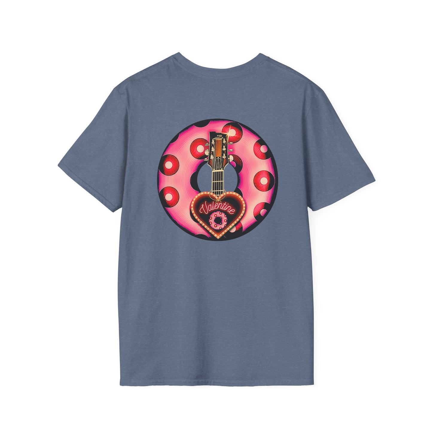 Classic Donut Tee - Unisex Soft-Style - "Would You Be My Donut?" - paradoxical faded magenta/red donut - variant 1