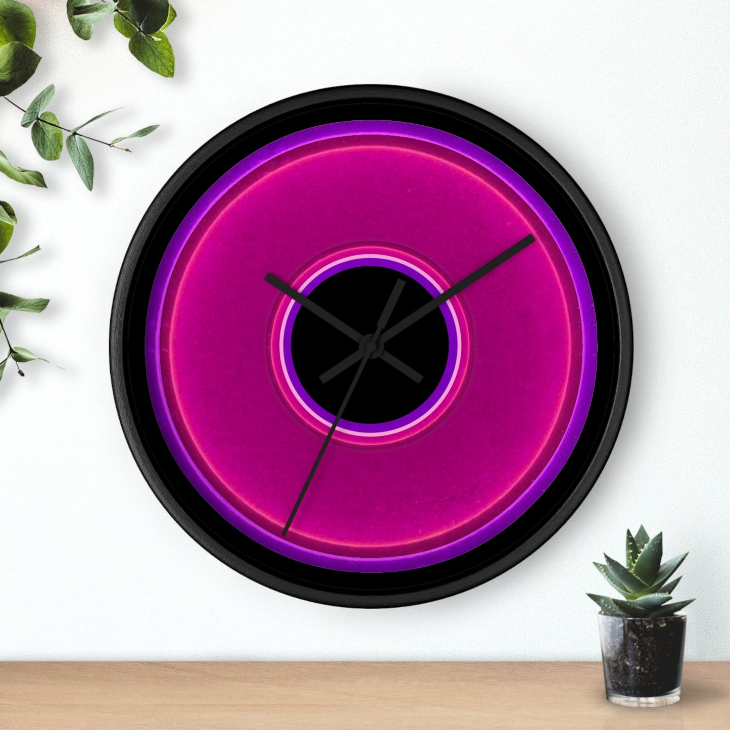 Lumpy Wall Clock - magenta vivid donut - variant 1 - w/black background