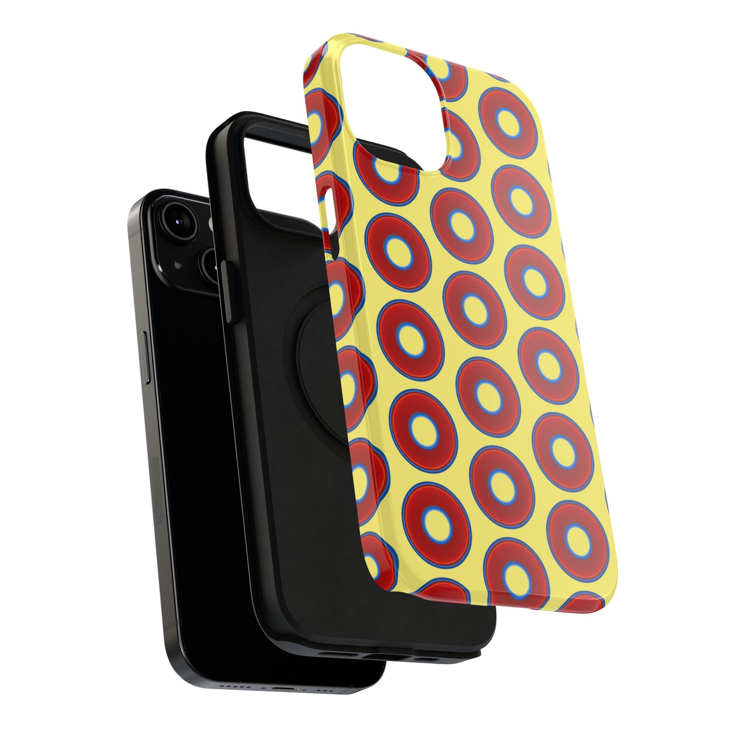 Impact-Resistant Lumpy Donut Case - red vivid donut print w/yellow background