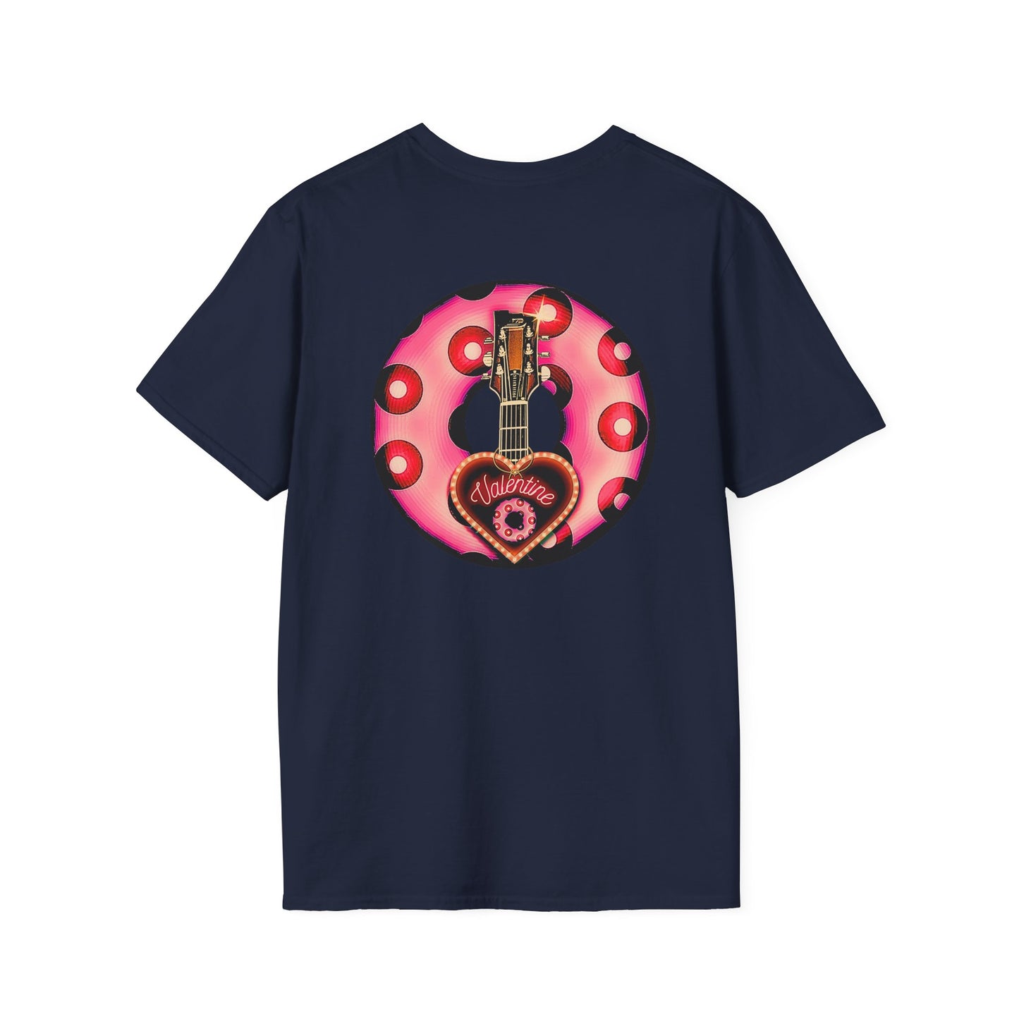 Classic Donut Tee - Unisex Soft-Style - "Would You Be My Donut?" - paradoxical faded magenta/red donut - variant 1