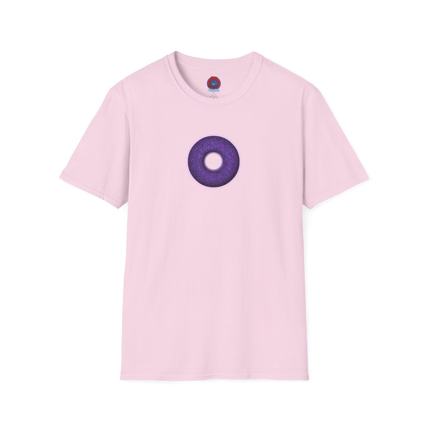 Classic Donut Tee - Unisex Soft-Style - "Plain Pixilated Donut' - purple/light purple pixilated afterglow donut