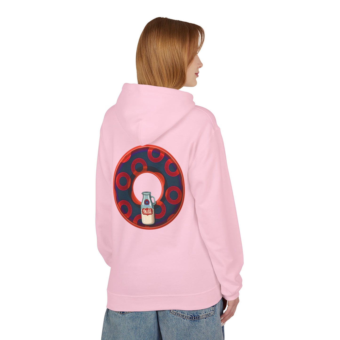 Fleece Harry Hoodies [Midweight Soft-style] - "Wooked Cream Dairy - YEMSG Donut" - navy blue/red rustic paradox donut - variant 3