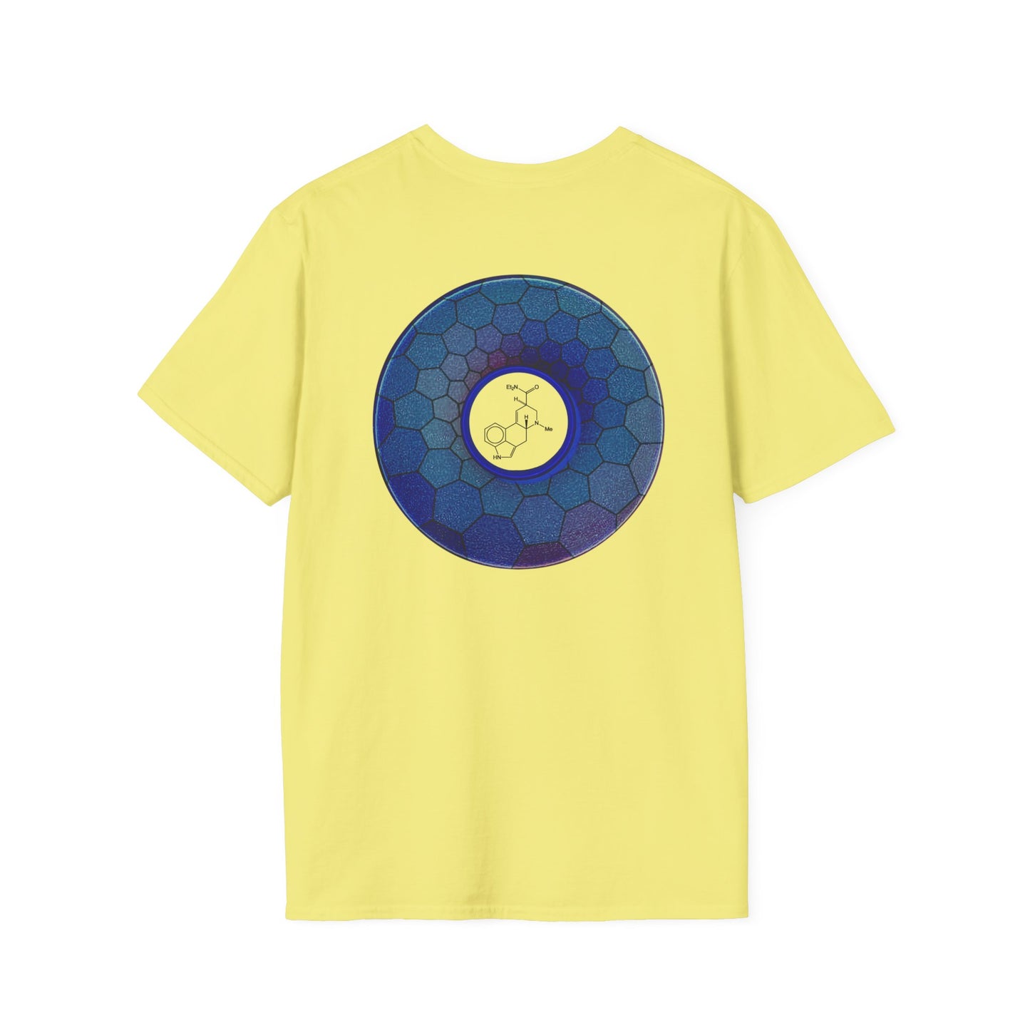 Classic Donut Tee - Unisex Soft-Style - "Dr. Albert Hofmann's Favorite Donut" - series 1.0  - variant 2 - blue hexadonut