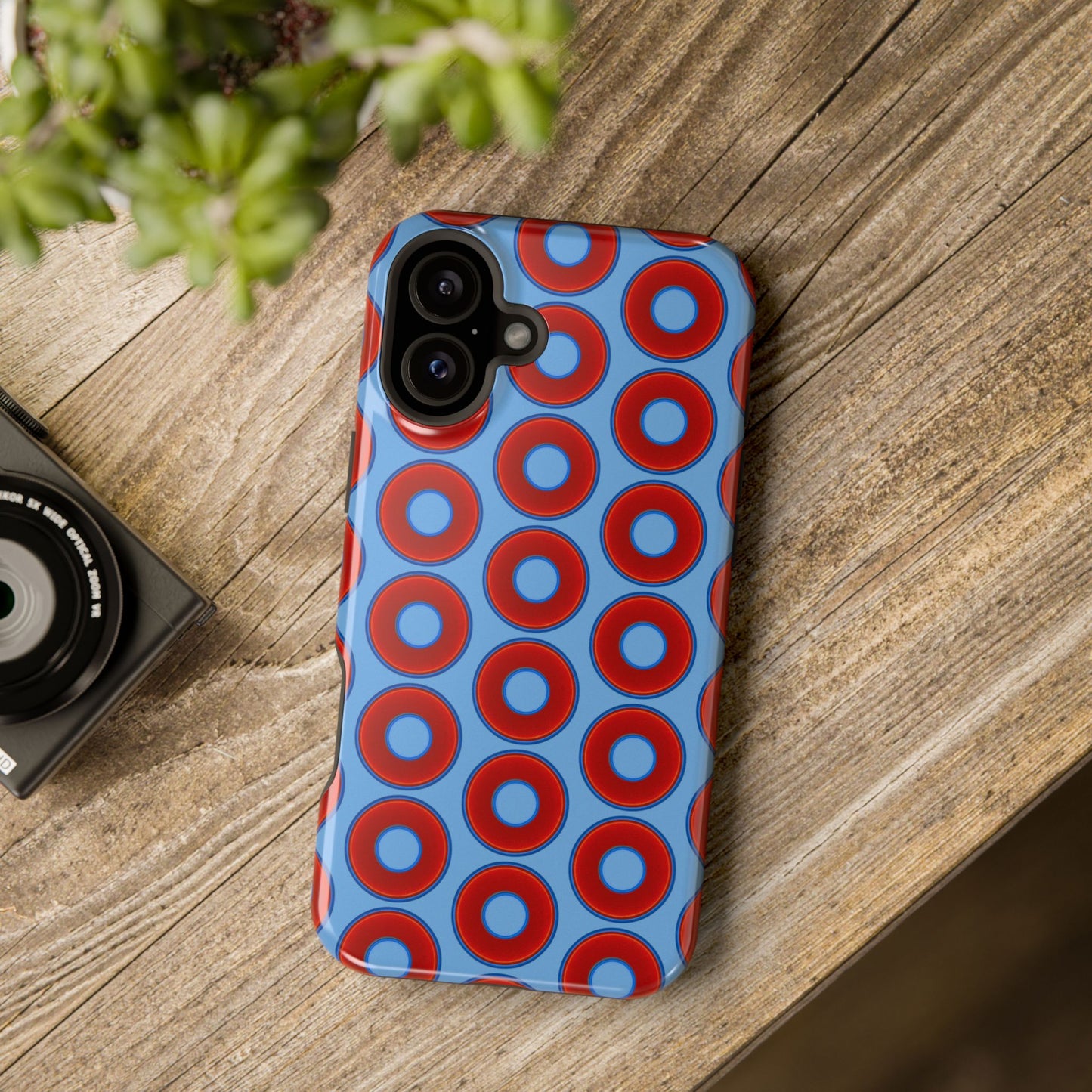 Magnetic Tough Donut Case - red vivid donut print w/light blue background