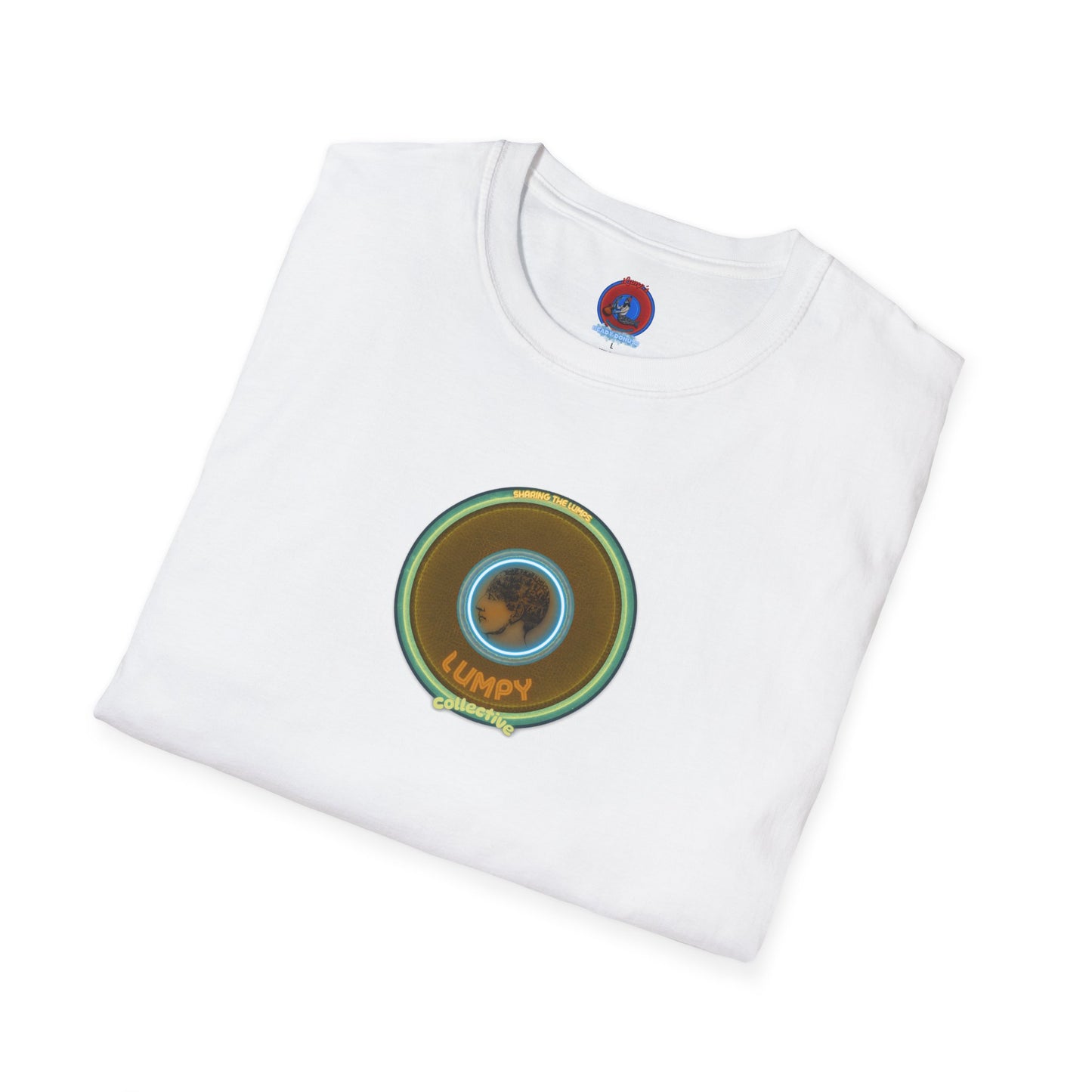 Classic Donut Tee - Unisex Soft-Style - "Lumpy Collective Donut" - bronze/green lumpy donut - variant 5