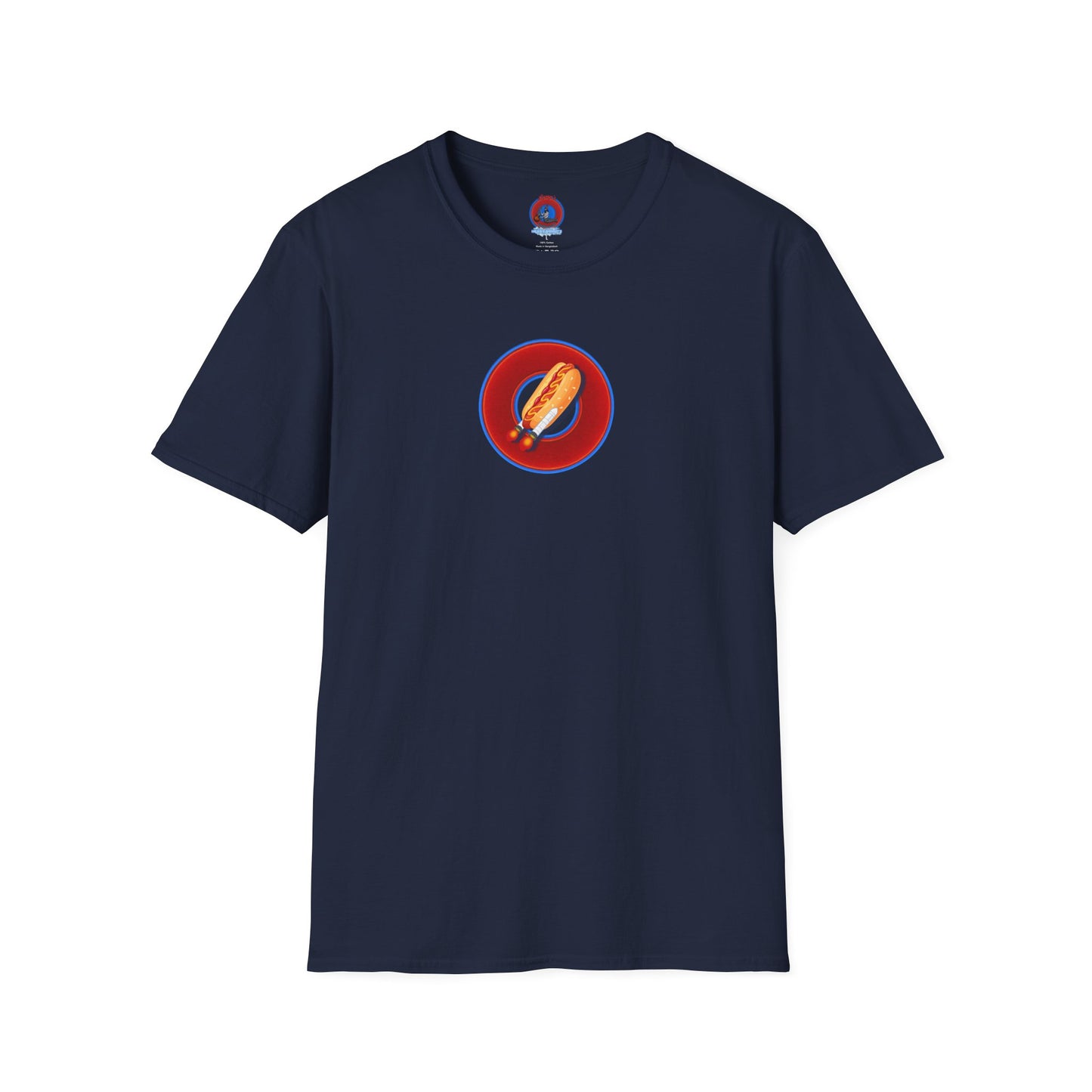 Classic Donut Tee - Unisex Soft-Style - "Viva Las Vegas Donut" -  vivid red donut w/raw dogger - variant 1
