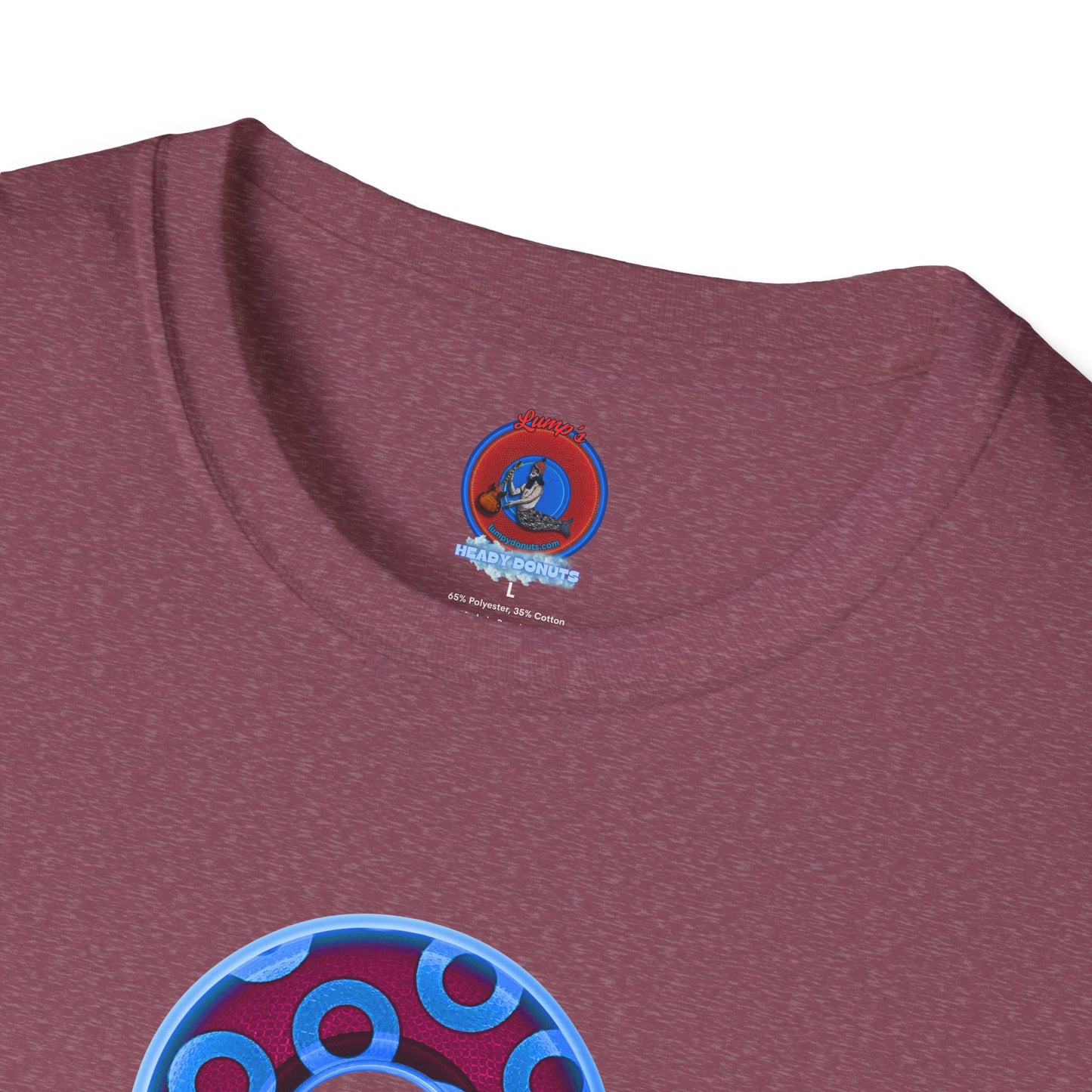 Plain Donuts/Unisex Soft-Style - "Plain Rustic Paradoxical Donuts" - light blue/burgundy donuts