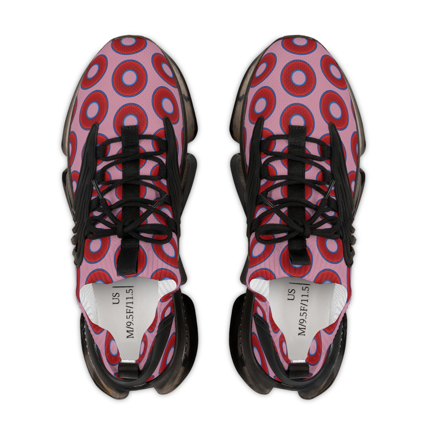 Donut Kicks - red vivid donut print w/pale magenta background