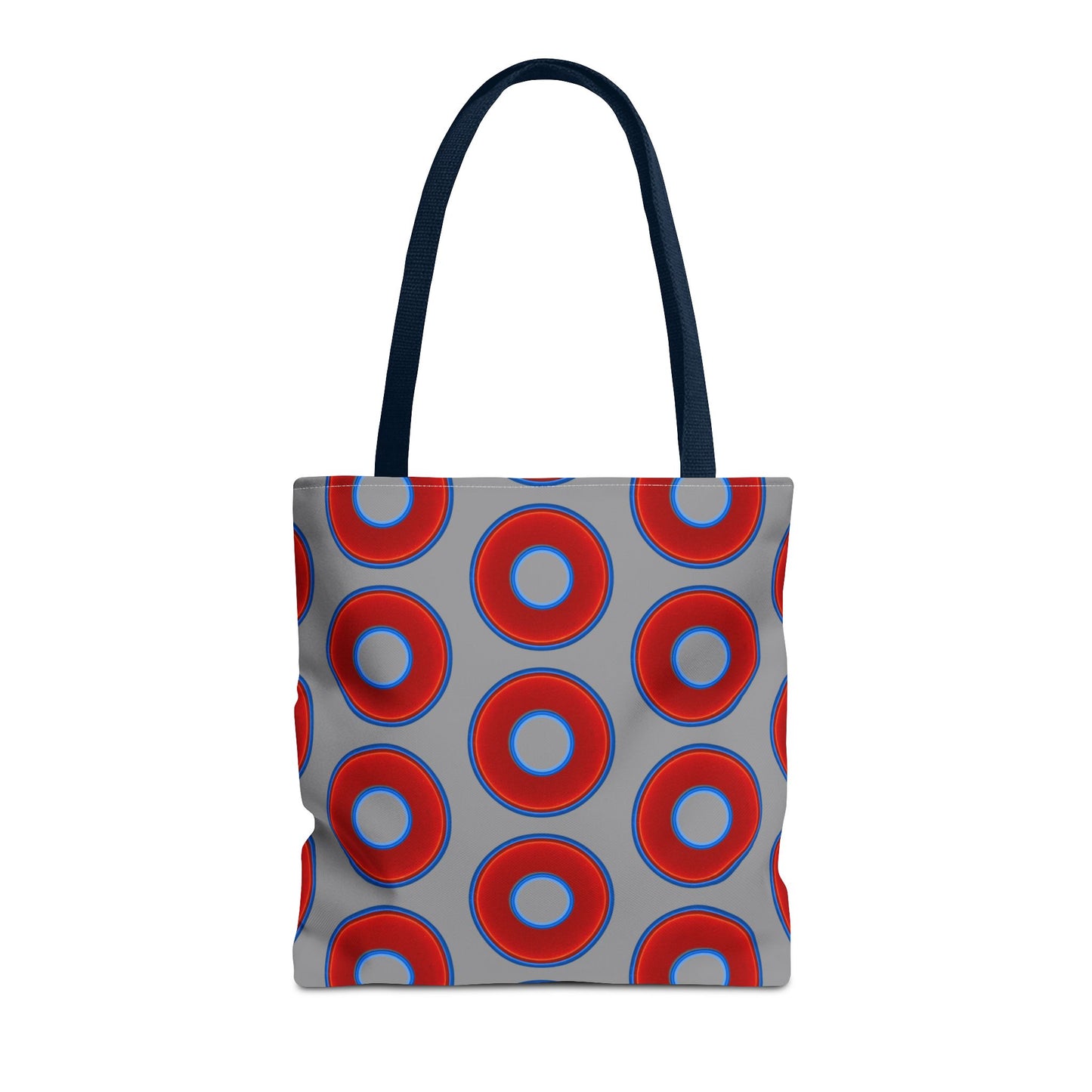 Lumpy Beach/Tote Bag - red vivid donuts w/light gray background