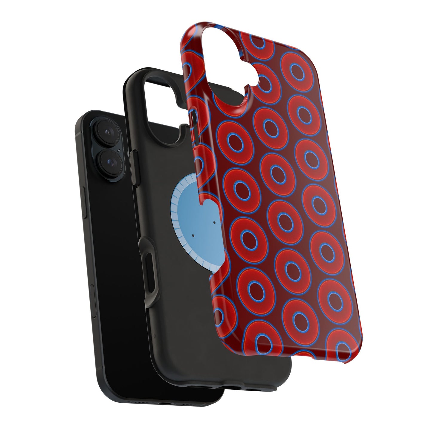 Magnetic Tough Donut Case - red vivid donut print w/dark red background