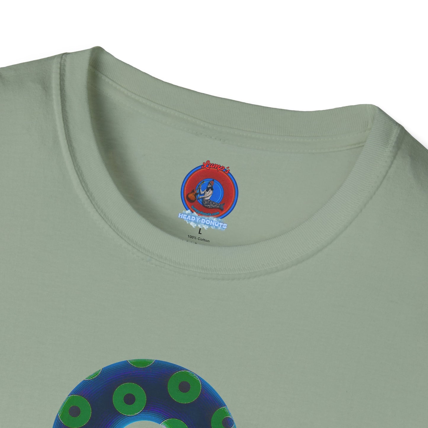 Plain Donuts/Unisex Soft-Style - "Plain Blimpy Paradoxical Donuts" - dark blue/lime green donuts