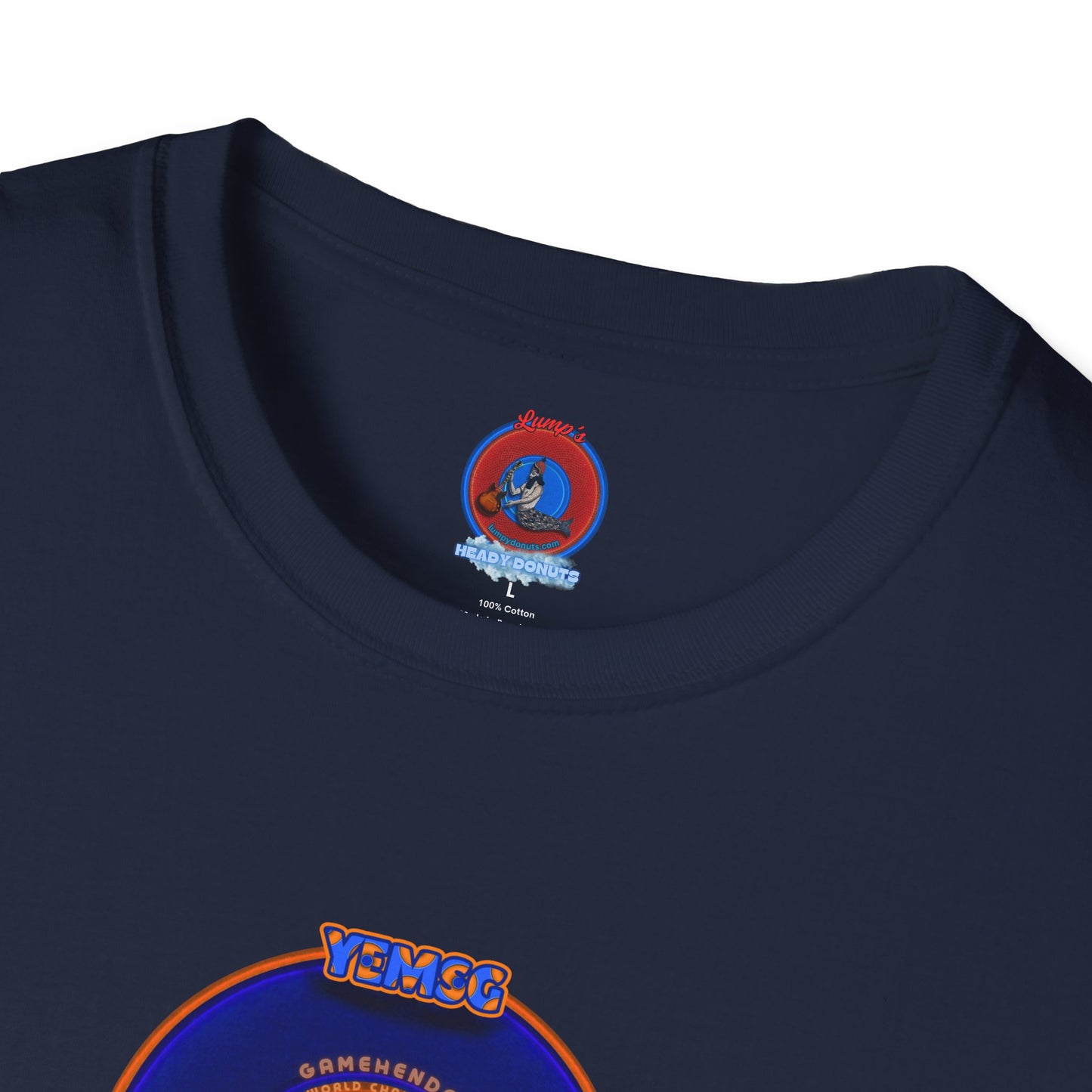 Classic Donut Tee - Unisex Soft-Style - "Diedrich Knickerbocker's Donut" - vivid blue/orange donut - variant 1
