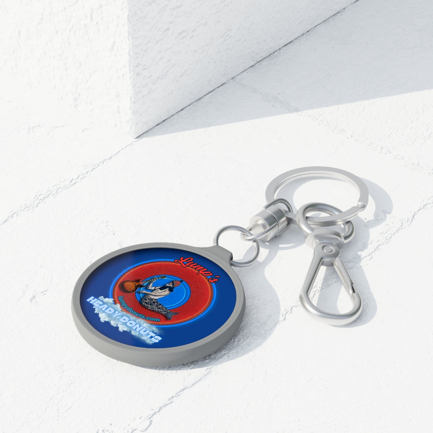 Lumpy Donut Keychain - "Lump's Logo Donut" - series 1.0 - red rustic donut w/Dagon