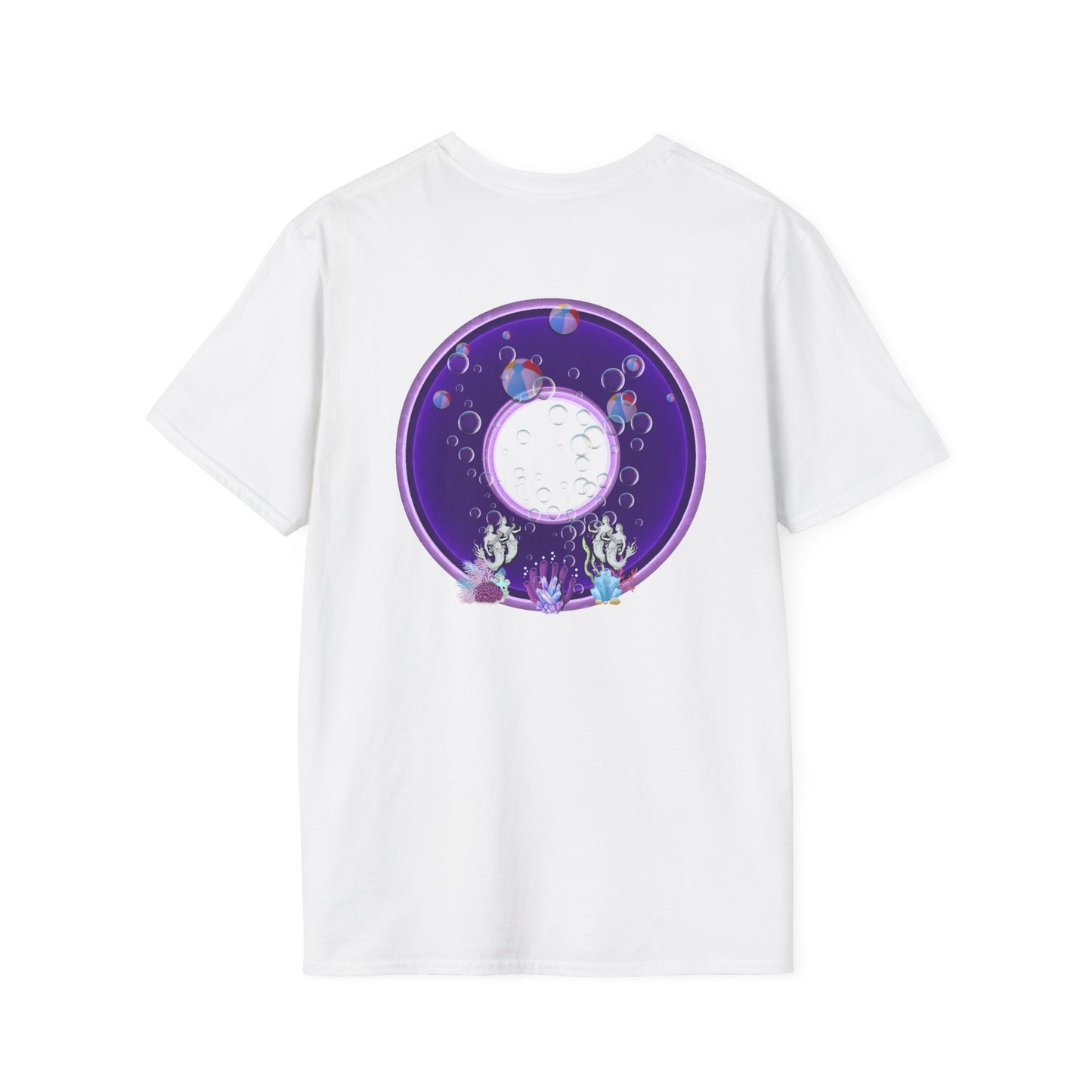 Classic Donut Tee - Unisex Soft-Style - "Sure That Sirens Made This Donut For Me" - vivid dark purple/light purple donut