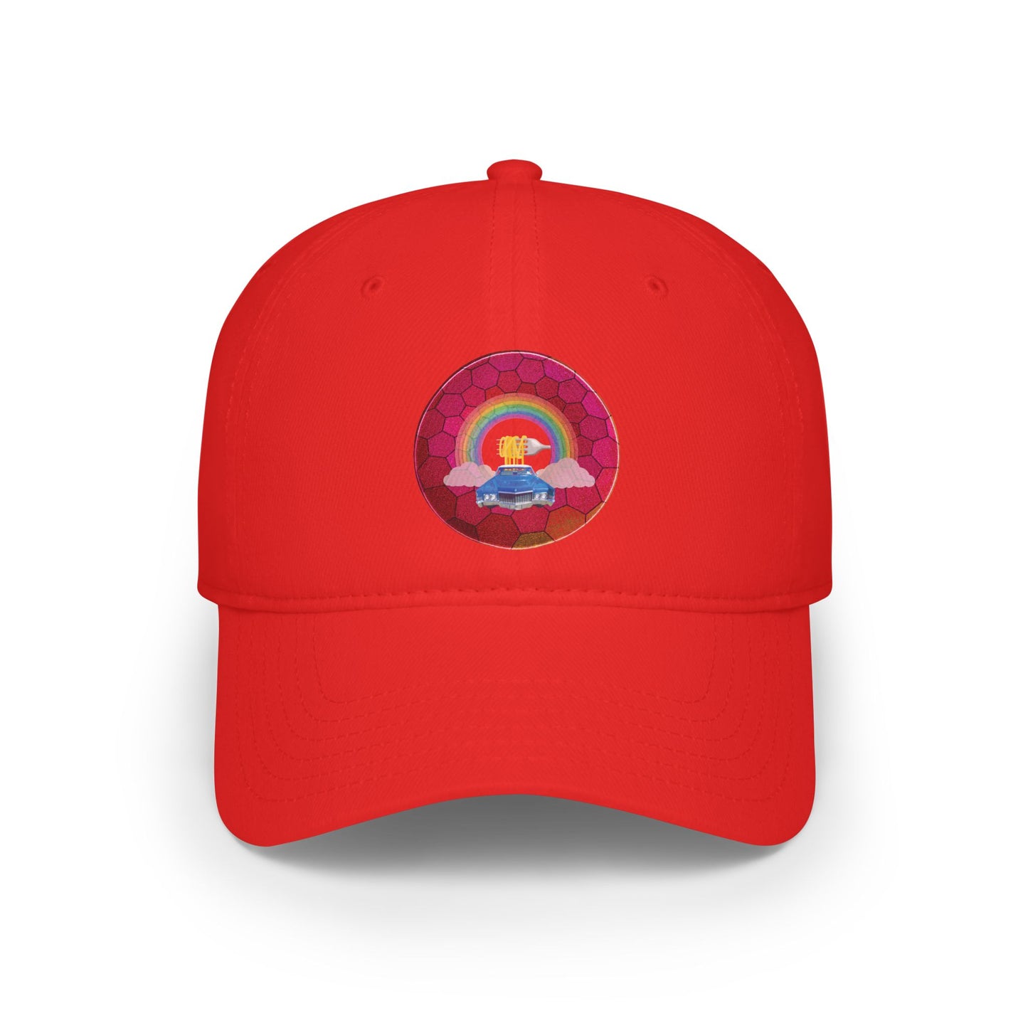 Lumpy Donut Baseball Cap - "Caddy Spaghetti Incident Donut Cap" - variant 2 - magenta hexadonut w/