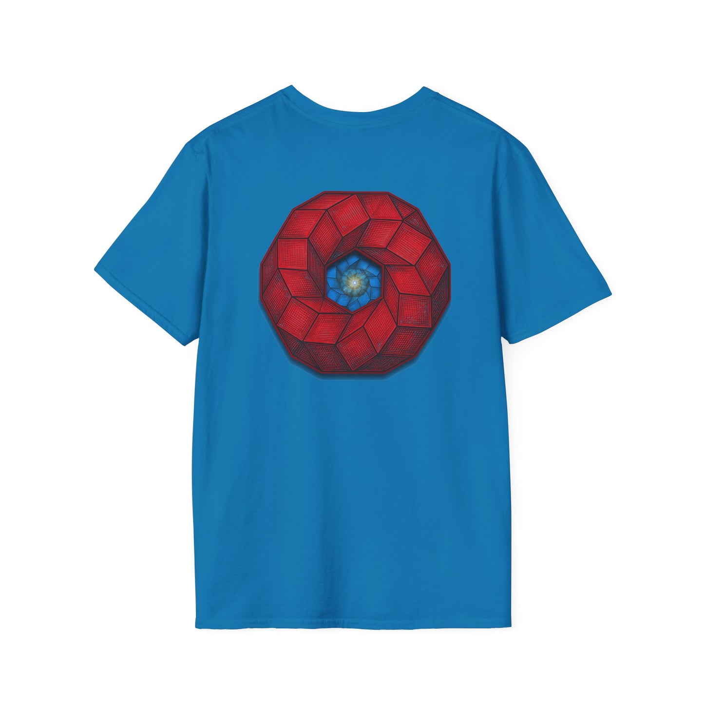 Classic Donut Tee - Unisex Soft-Style - "The 9th Donut" - rustic red/blue cubed donut - variant 1