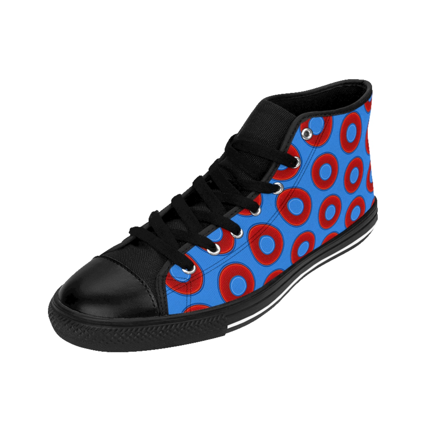 Cushiony Convectors - High Tops - red vivid donuts w/light royal blue background