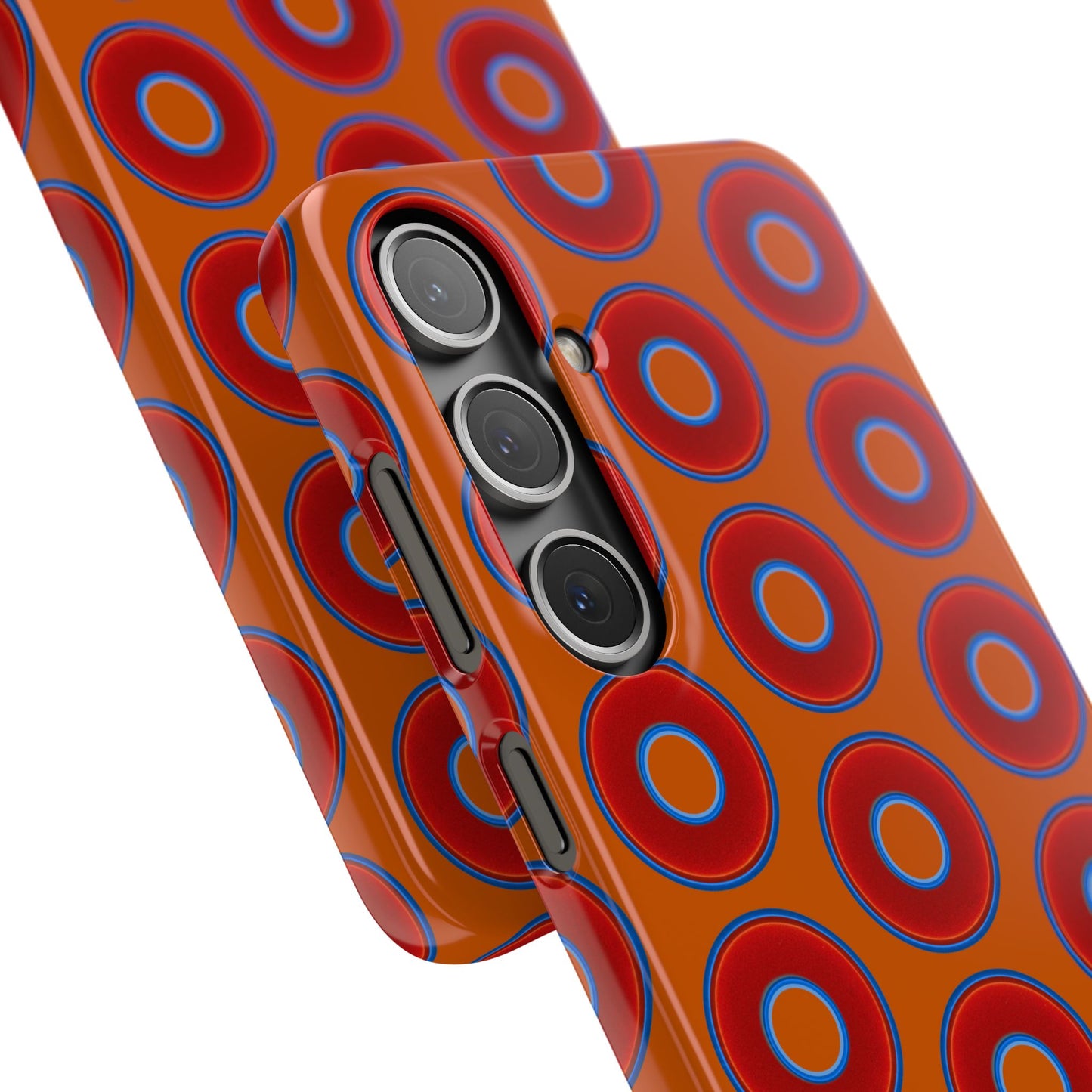 Lumpy Donut Snap Case - red vivid donut print w/dark orange background