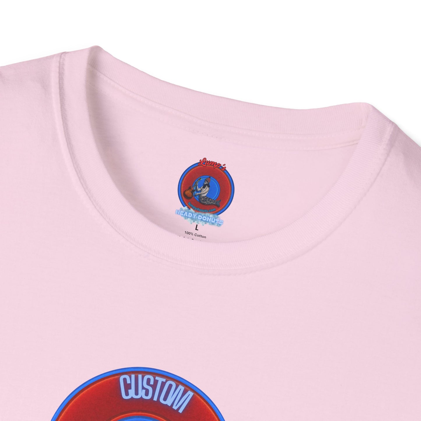 Classic Donut Tee - Unisex Soft-Style - "Example: Custom Donut Tee" - vivid red dirt mall donut
