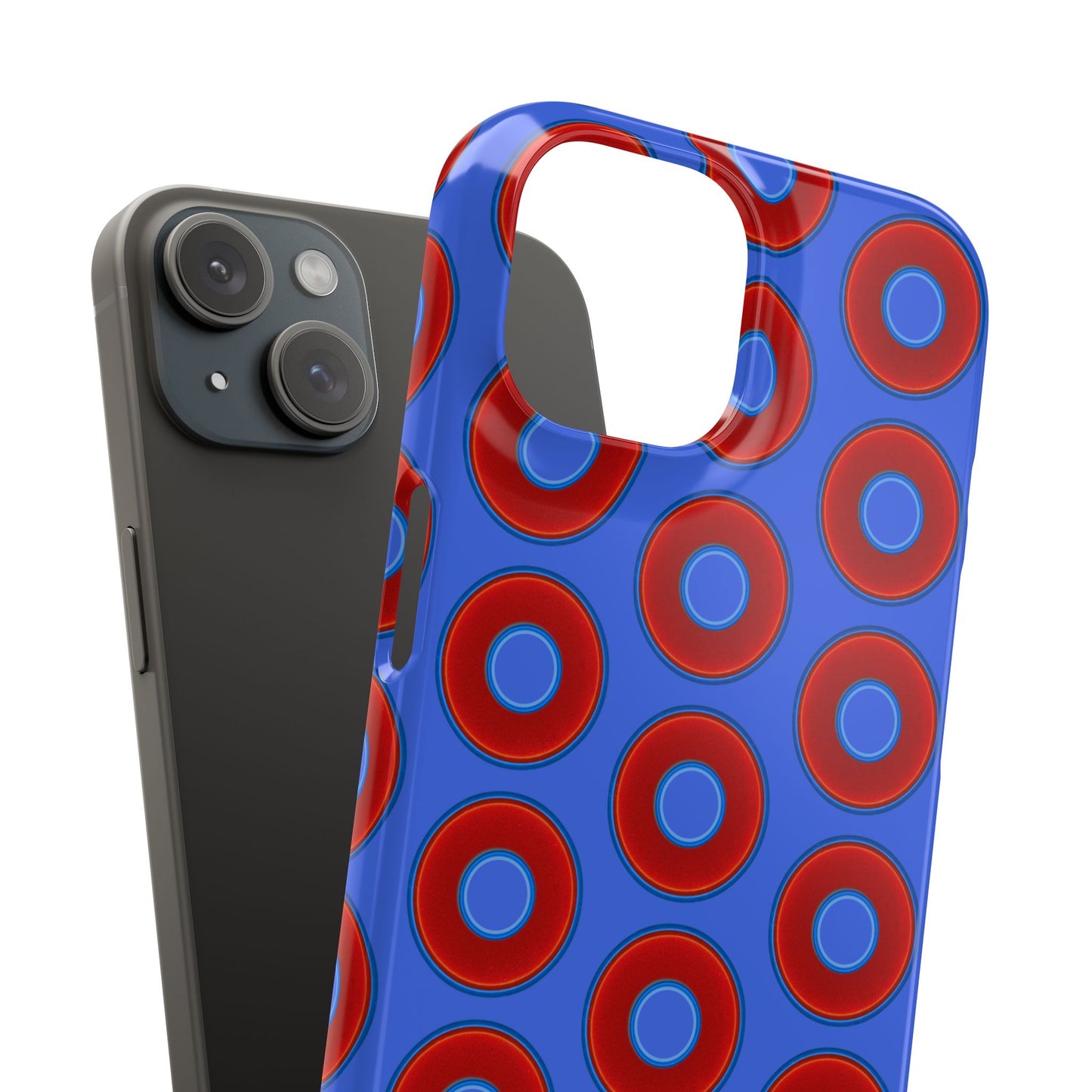 Lumpy Donut Snap Case - red vivid donut print w/royal blue background