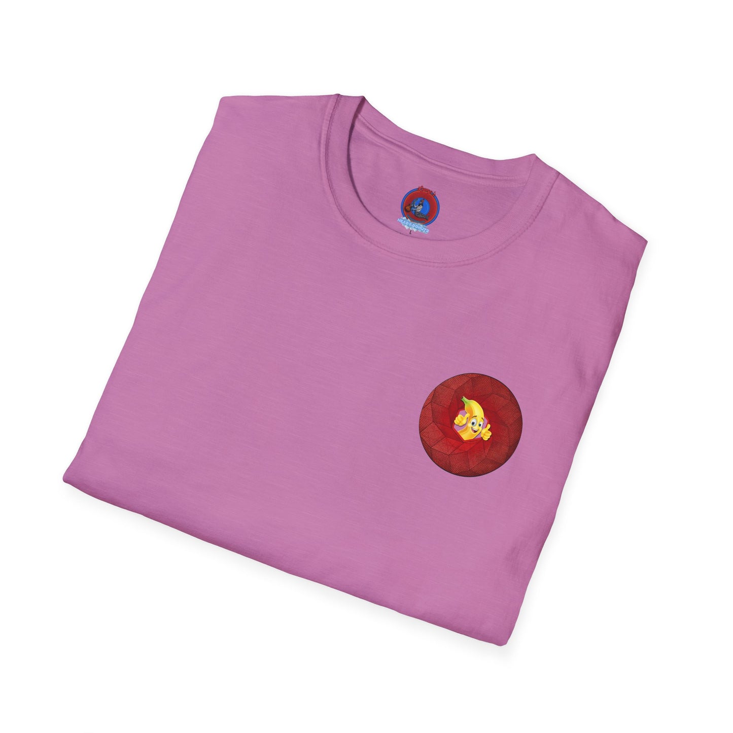 Classic Donut Tee - Unisex Soft-Style - "Dis sheet, it's bananas!" - series 1.0 - variant 1 - cubed red donut