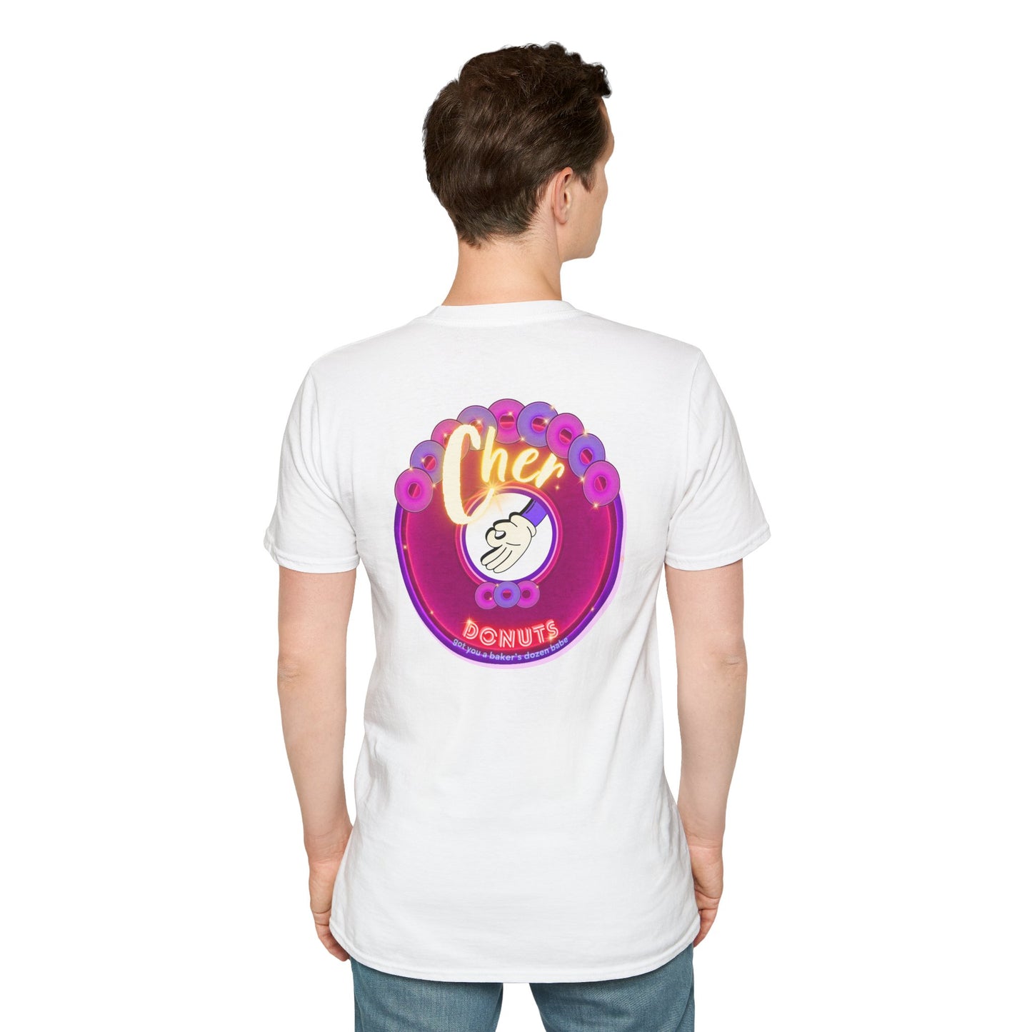 Classic Donut Tee - Unisex Soft-Style - "Chering is Caring Donut' - vivid magenta/purple donut