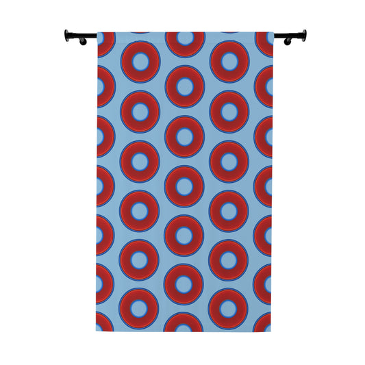 Lump's Heady Curtain w/Donuts - vivid red donut print - w/sky blue - [*1 Piece / 50" x 84"]