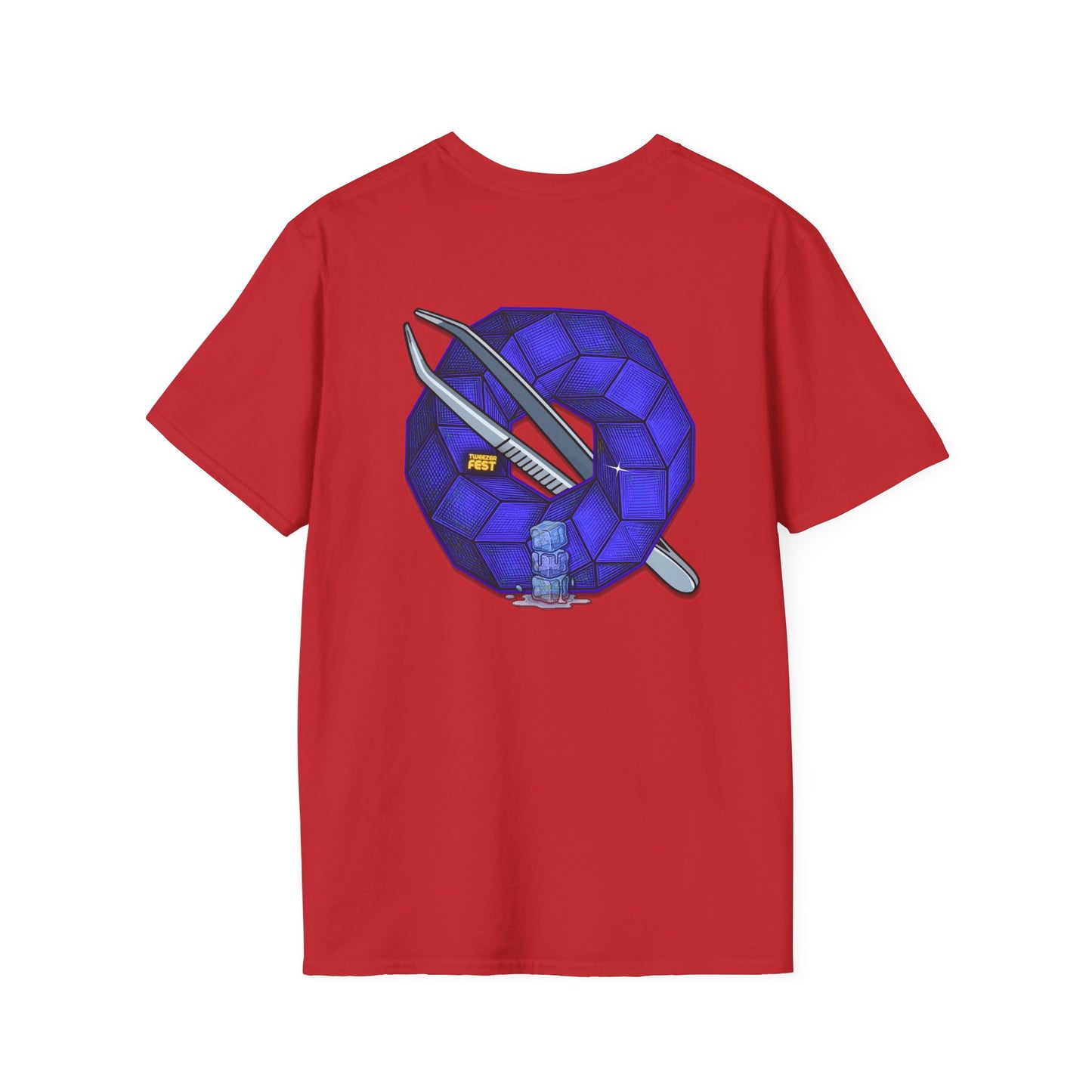 Classic Donut Tee - Unisex Soft-Style - "The Teasing Festivus Donut" - blue rustic cubed donut