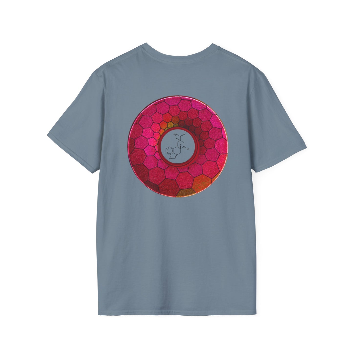Classic Donut Tee - Unisex Soft-Style - "Dr. Albert Hofmann's Favorite Donut" - series 1.0  - variant 2 - magenta hexadonut