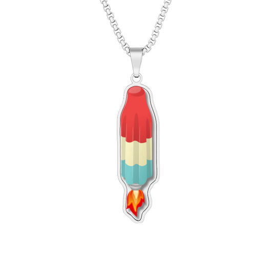 Lump's Heady Donut Necklace - 1" x 1" Stainless Steel Pendant - "Wooked Cream Dairy - YEMSG Bomb Pop"