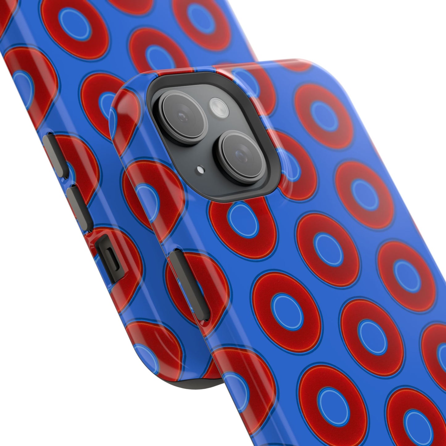 Impact-Resistant Lumpy Donut Case - red vivid donut print w/medium royal blue background