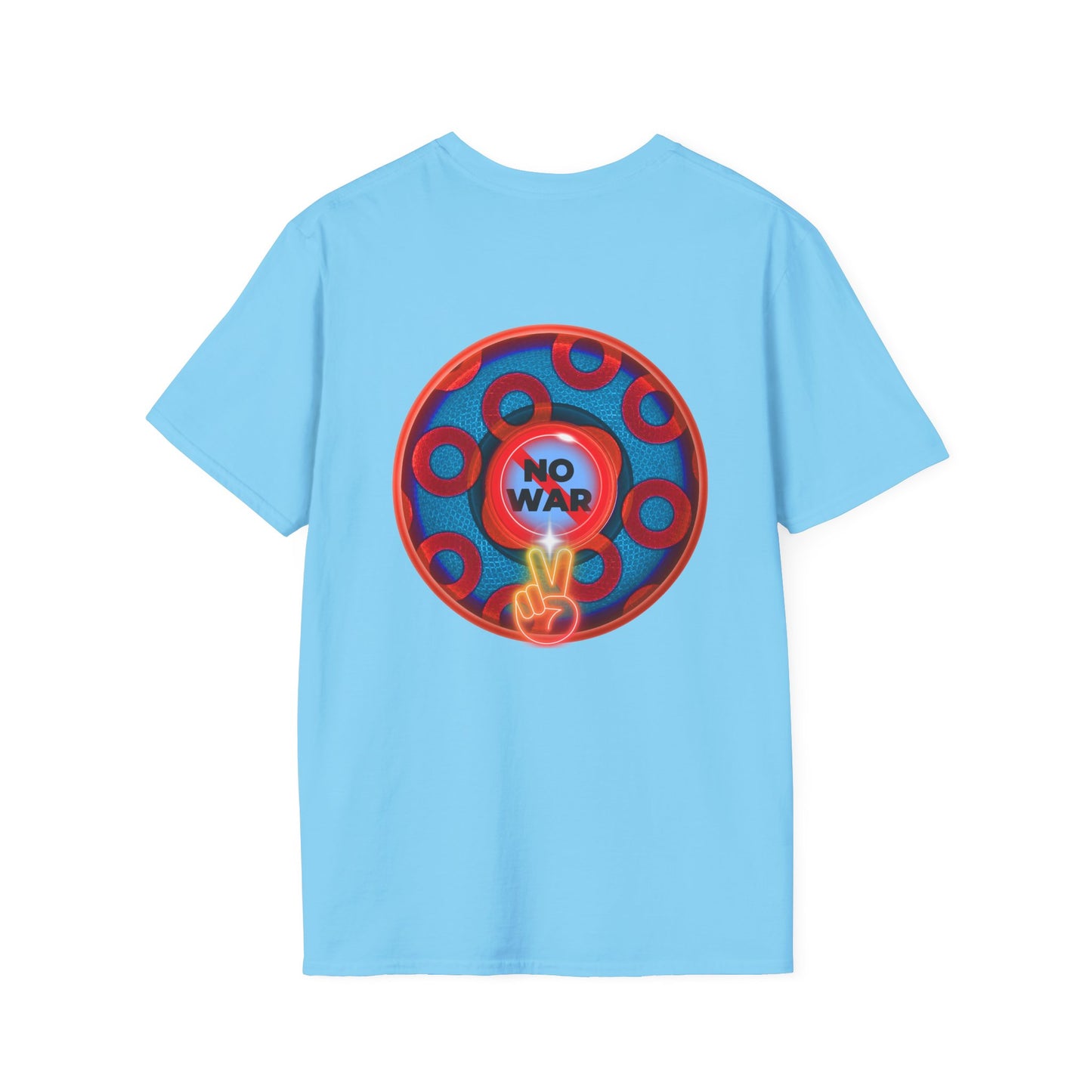 Classic Donut Tee - Unisex Soft-Style - "Peace of Donut" - blue/red paradox donut - [*charitable print - 50% of profit to Alliance for Peacebuilding]
