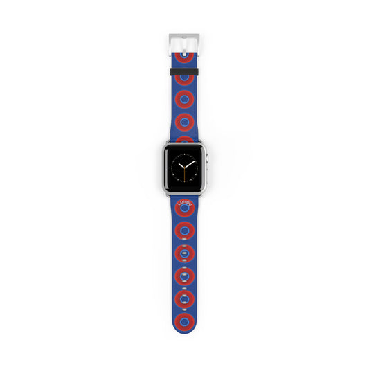 Lumpy Donut Wristband - compatible w/apple watch - red vivid donuts w/dark blue background