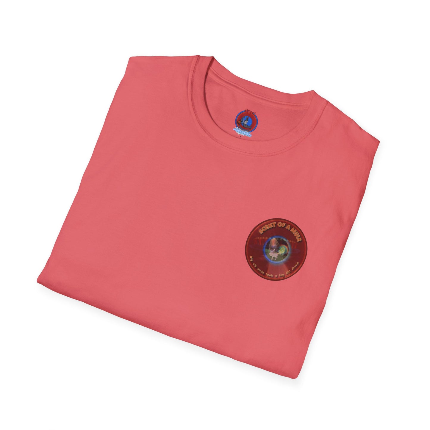Classic Donut Tee - Unisex Soft-Style - "Mule Feed Donuts" - series 1.0 - variant 2 - red donut