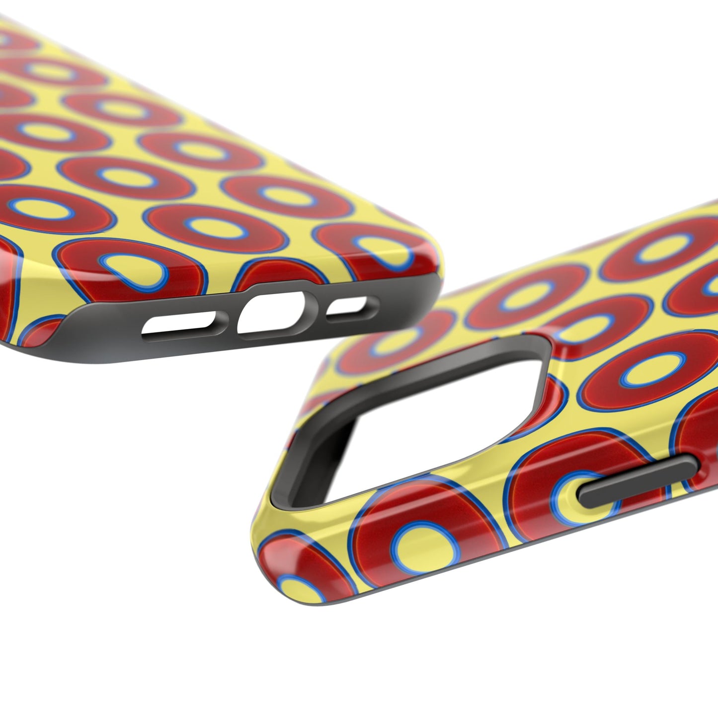 Magnetic Tough Donut Case - red vivid donut print w/yellow background