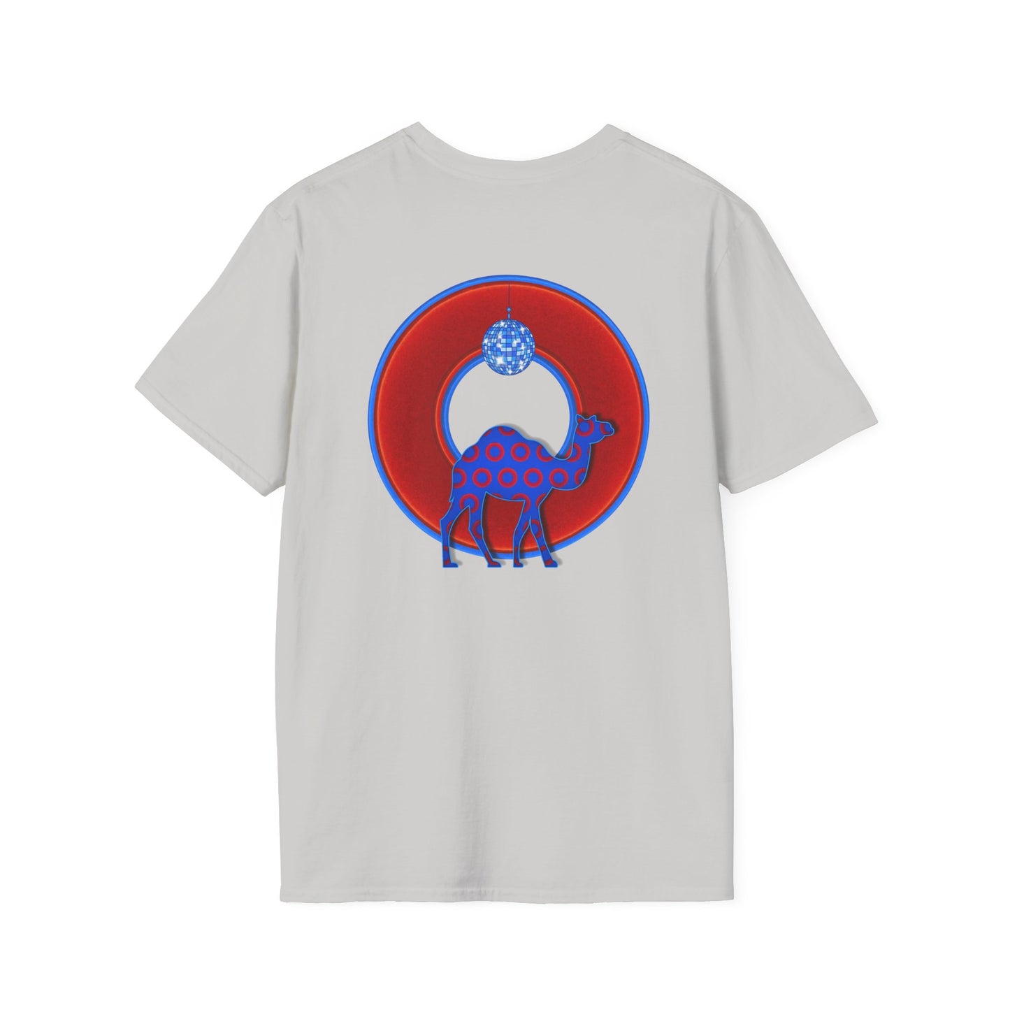 Classic Donut Tee - Unisex Soft-Style - "Joe Camel's Cool Disco Donut" - vivid red donut