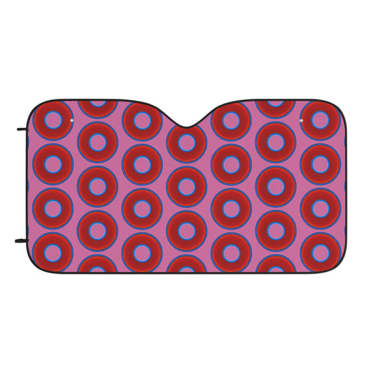 Automotive Donut Sun Shade - red vivid donuts w/pink background