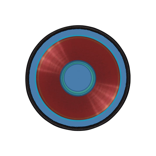 Iron-On Donut Patch - plain dark red record donut