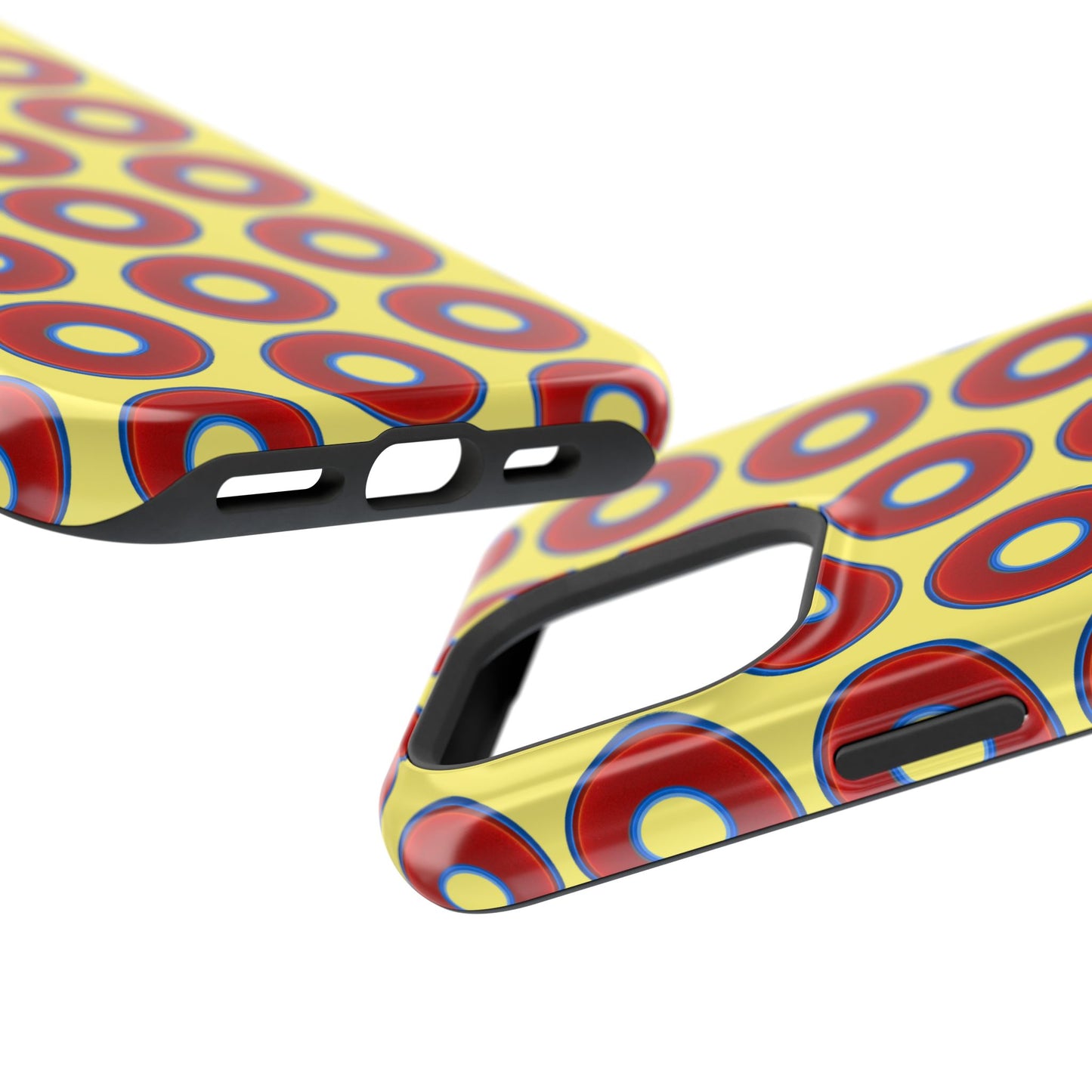 Impact-Resistant Lumpy Donut Case - red vivid donut print w/yellow background