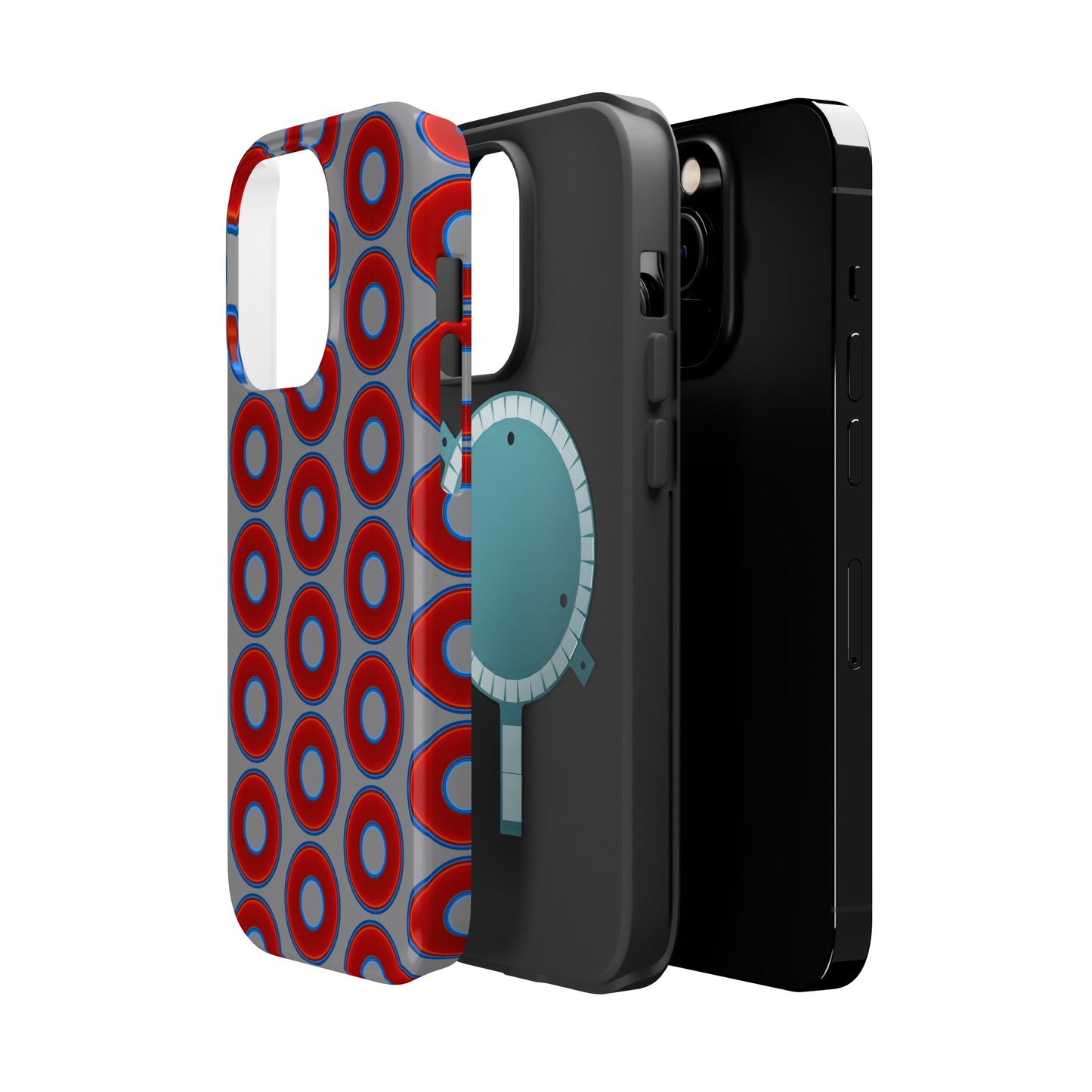 Magnetic Tough Donut Case - red vivid donut print w/gray background