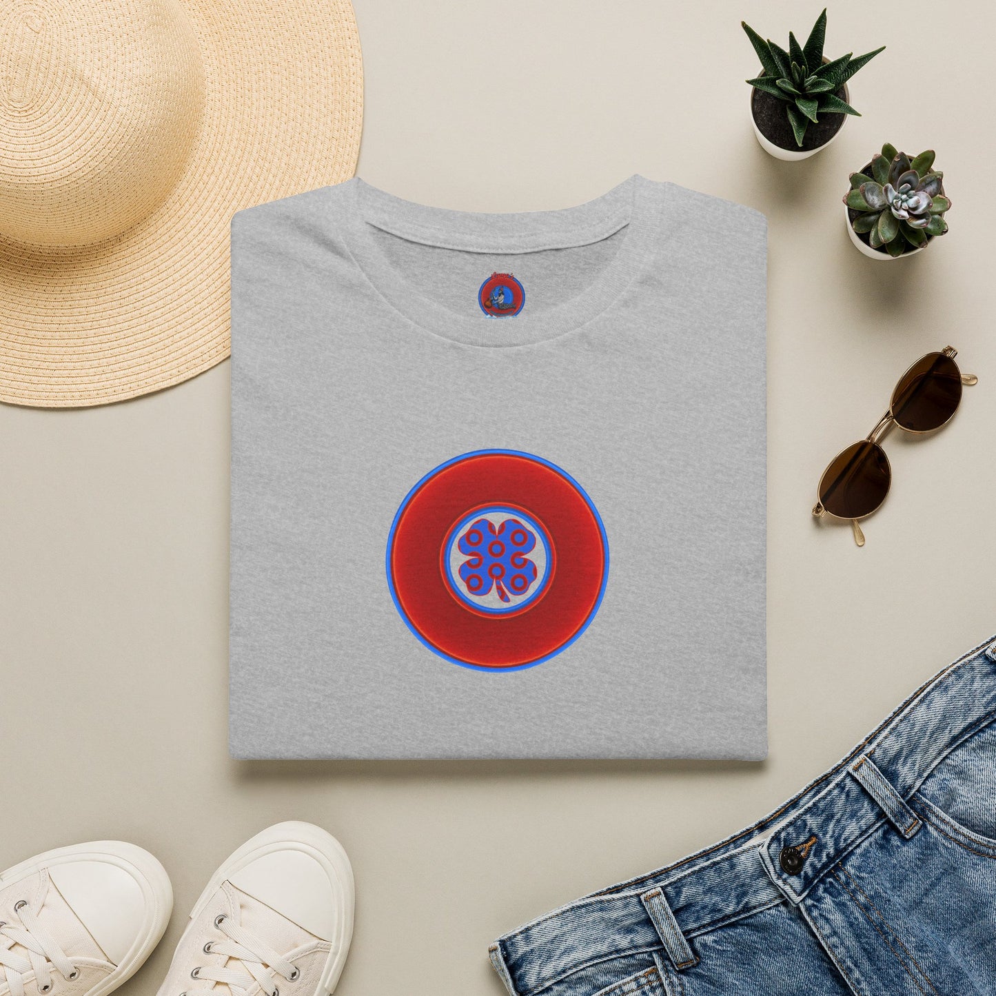 Classic Donut Tee - Unisex Soft-Style - "Patron Saint of Donuts" - St. Patrick's Day Donut -vivid red/blue donut - holiday edition - variant 3