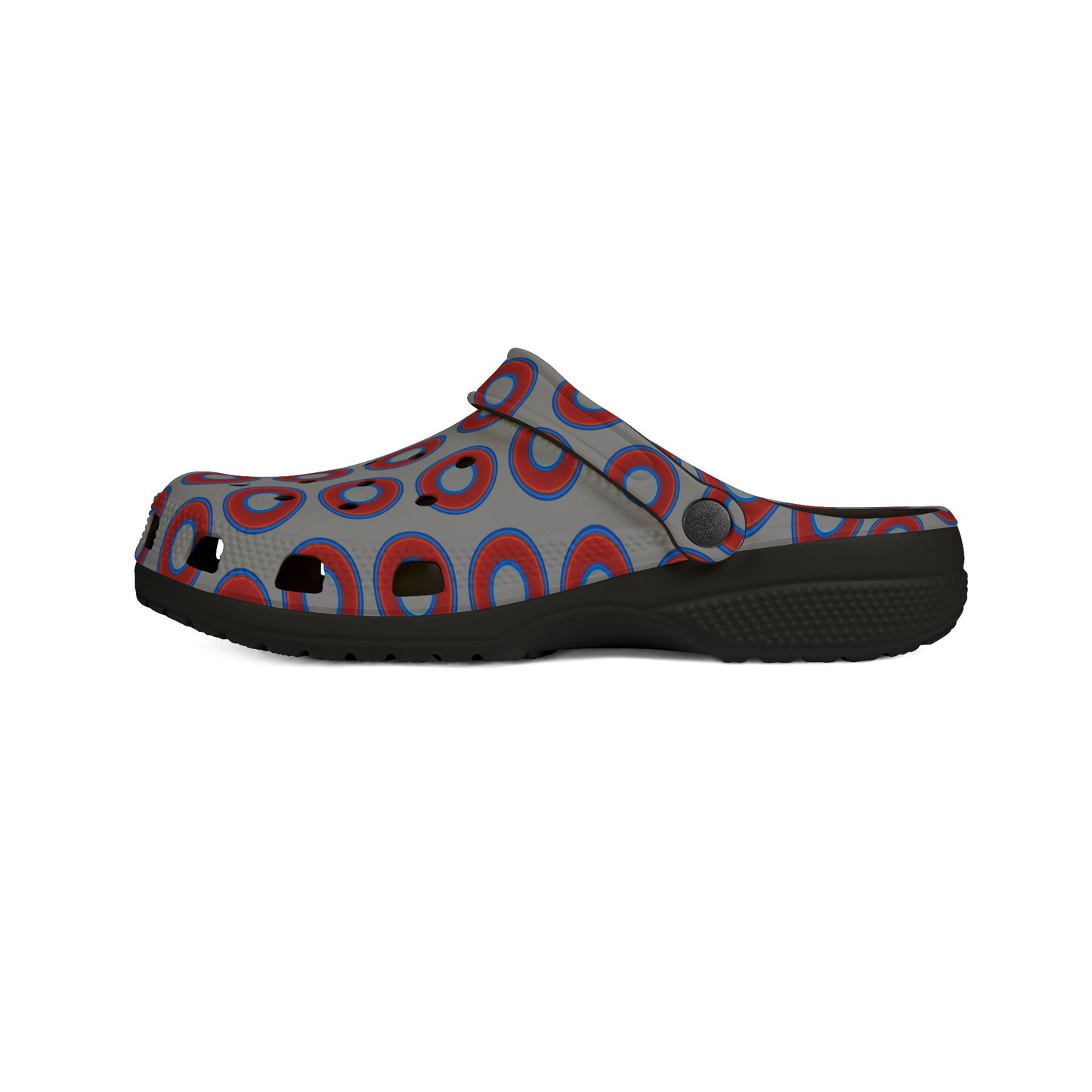 Spatchcocks - donut slip-on shoes - red rustic donuts w/gray background [unisex]