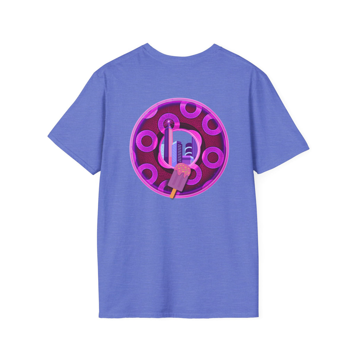 Classic Donut Tee - Unisex Soft-Style - "It's Ice Cream Popsicles - YEMSG Donut" - purple/magenta paradox donut - variant 2